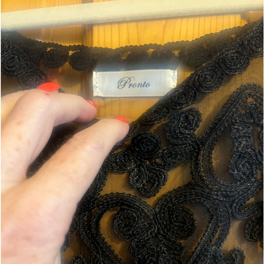 Sheer Black Top Sz L - Picture 2 of 2